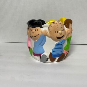 VTG Peanuts Gang Ceramic Cookie Jar Bowl Multicolor Characters Collectible Decor